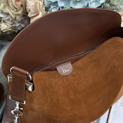 DIOR 26S DIORLY BAG 33 IN BROWN SUEDE