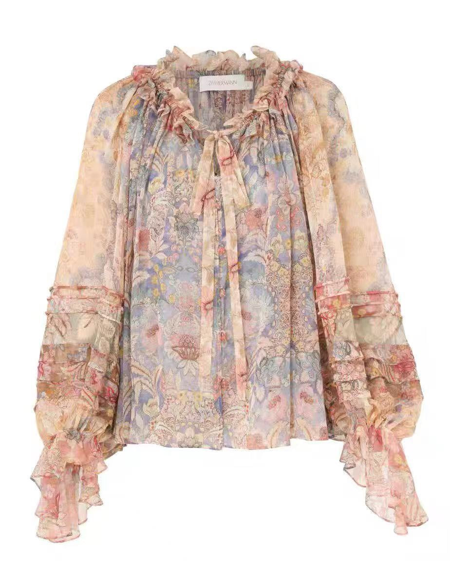 ZIMMERMANN 26S LONG SLEEVE RUFFLE NECK BLOUSE STYLE 159