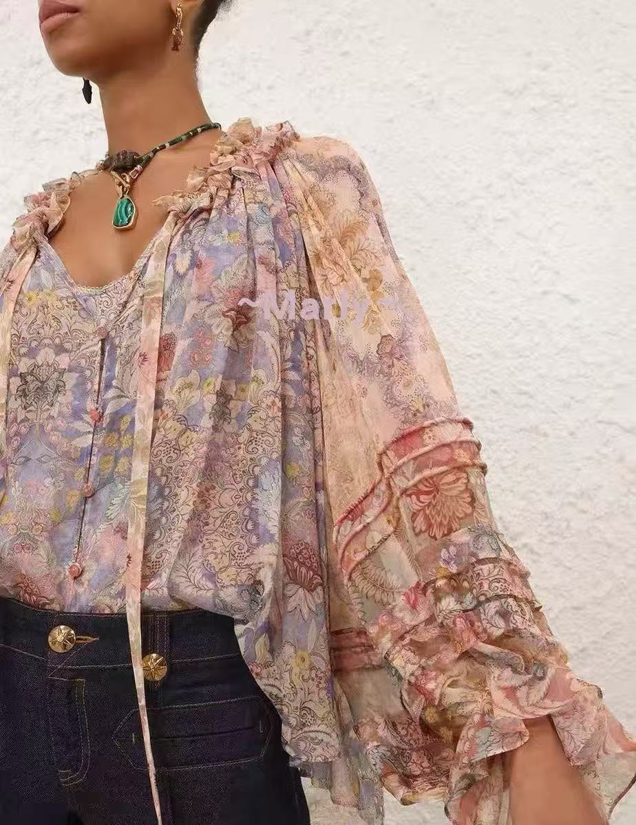 ZIMMERMANN 26S LONG SLEEVE RUFFLE NECK BLOUSE STYLE 159
