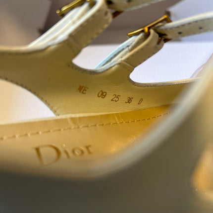 DIOR 26S CHERIE SLINGBACK PUMP 45MM IN CREAM WHITE CALFSKIN GOLD HARDWARE