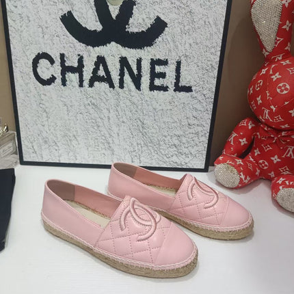 CHANEL 26S ESPADRILLE LOAFERS IN PINK CALFSKIN WITH ROPE SOLE