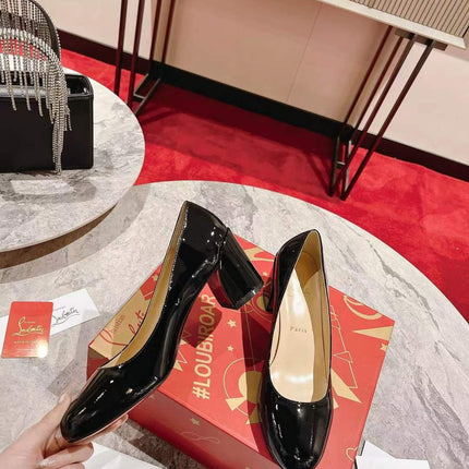 LOUBI DÉCOLLETÉ PUMPS IN BLACK CALFSKIN