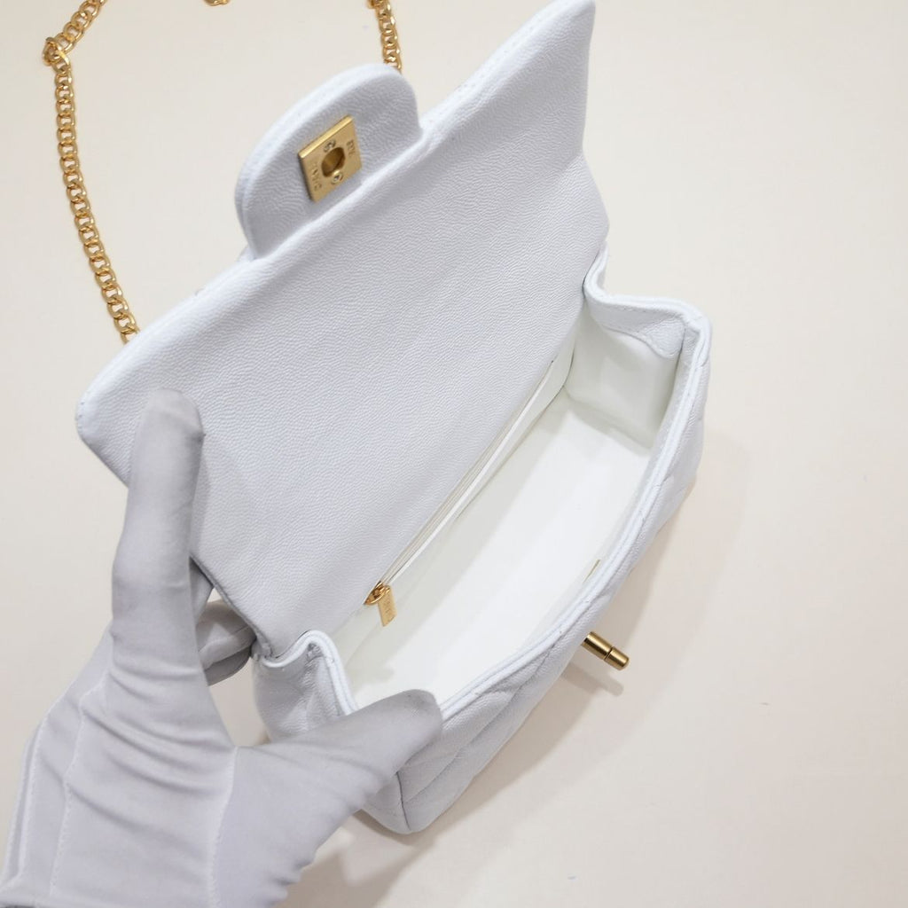 MINI FLAP BAG CAVIAR 20CM 3891 WHITE