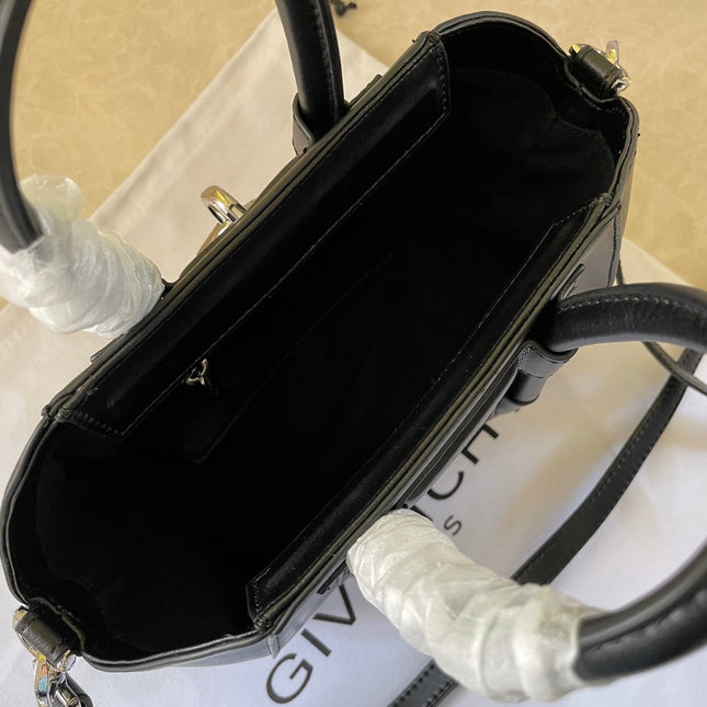 MINI 27 ANTIGONA LOCK BAG IN BLACK LAMBSKIN