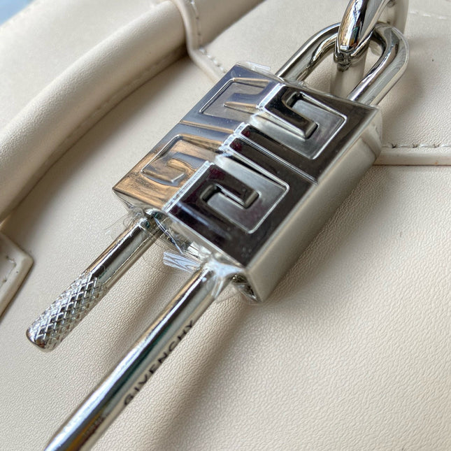 MINI 27 ANTIGONA LOCK BAG IN BEIGE LAMBSKIN