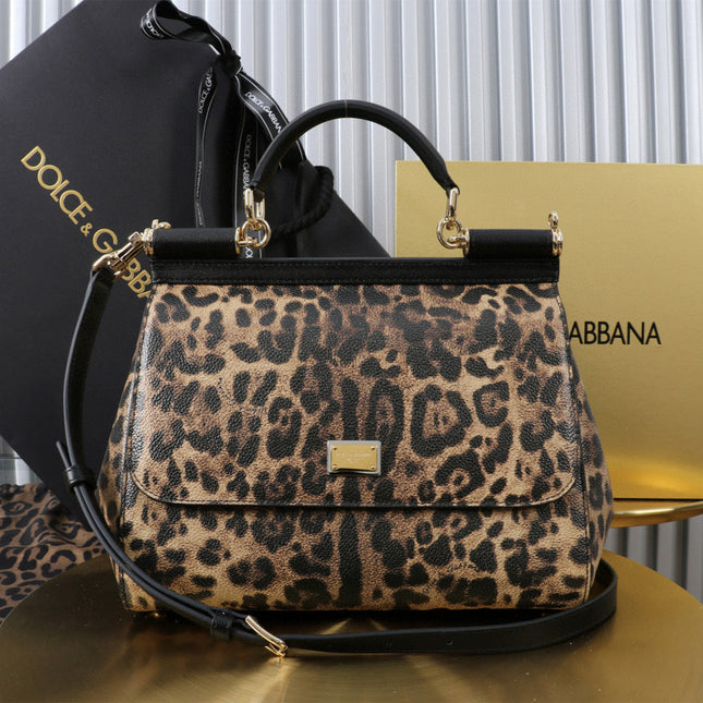 DG SICILY DAUPHINE LEOPARD 25 CALFSKIN