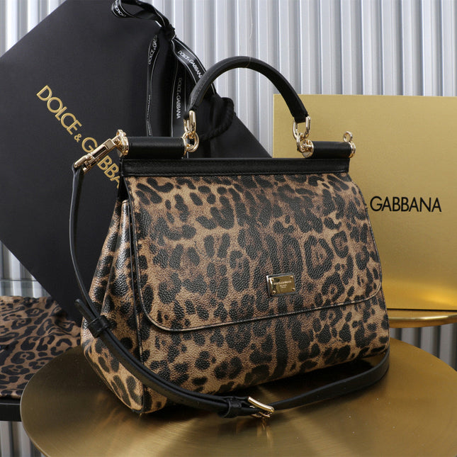 DG SICILY DAUPHINE LEOPARD 25 CALFSKIN
