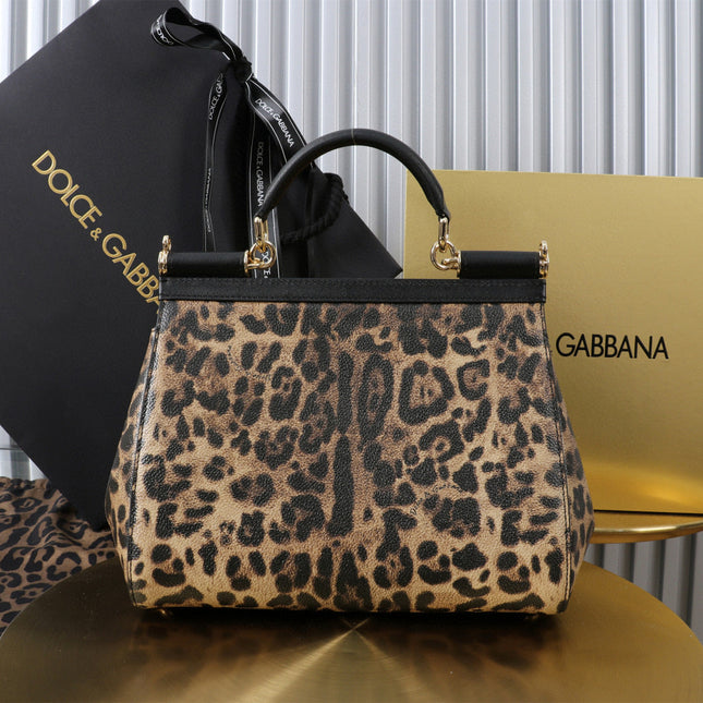 DG SICILY DAUPHINE LEOPARD 25 CALFSKIN