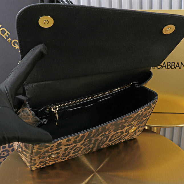 DG SICILY DAUPHINE LEOPARD 25 CALFSKIN