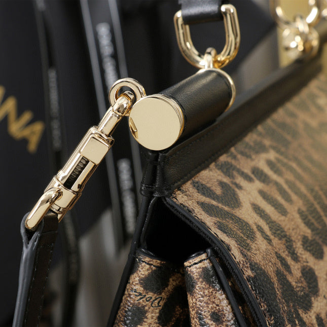 DG SICILY DAUPHINE LEOPARD 25 CALFSKIN