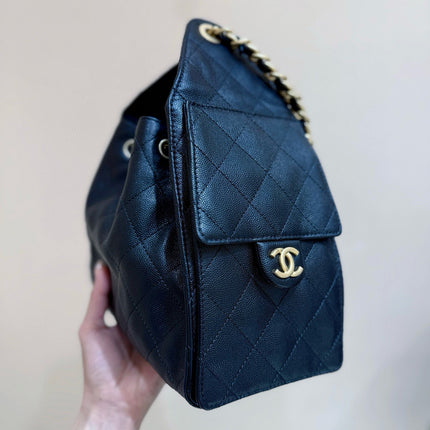CC 25 HANDBAG IN BLACK 30 GRAINED CALFSKIN GOLD HARDWARE