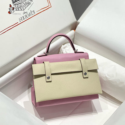KELLY DOLL PICTO MINI 18 PINK MIX BROWN CALFSKIN