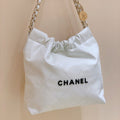 CC HOBO BAG 37 WHITE CC BLACK LAMBSKIN GOLD HARDWARE