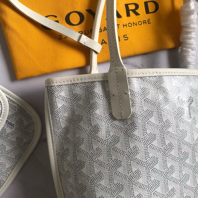 ANJOU MINI BAG 20 IN MILKY WHITE GOYARDINE CANVAS AND CALFSKIN