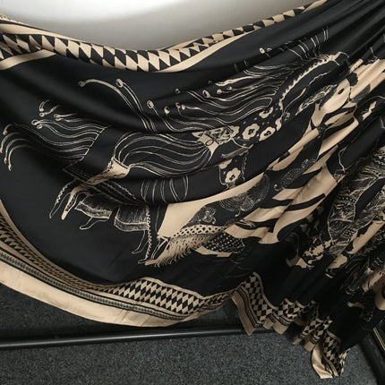 Zimmermann Lllustration Otto Gown Black Beige in Viscose Silk