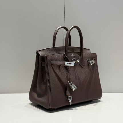 HM BIRKIN 25CM IN CHOCOLATE BROWN TOGO LEATHER SILVER HARDWARE