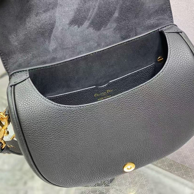 CD BOBBY EAST-WEST 27 BAG IN BLACK CALFSKIN GOLD HARDWARE