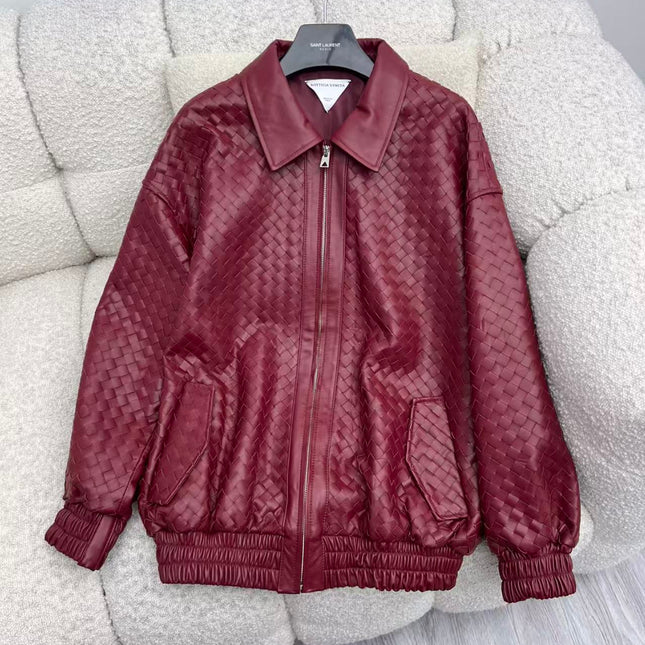 BOTTEGA VENETA JACKET IN BURGUNDY RED LEATHER