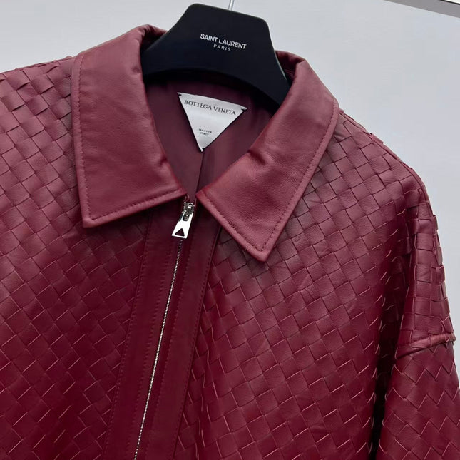 BOTTEGA VENETA JACKET IN BURGUNDY RED LEATHER