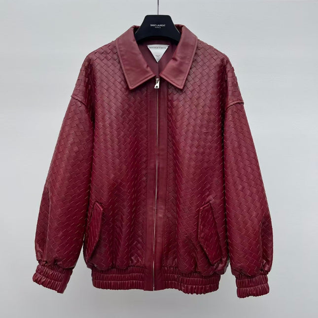 BOTTEGA VENETA JACKET IN BURGUNDY RED LEATHER