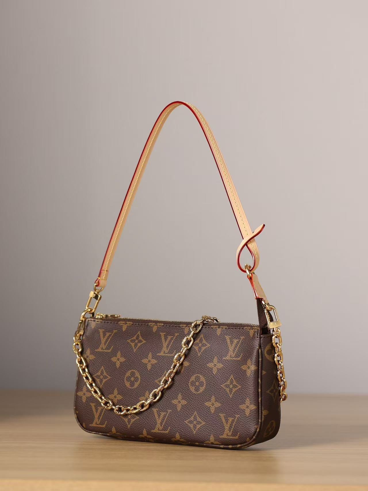 LV POCHETTE ACCESSOIRES BAG 23 IN BROWN MONOGRAM CANVAS