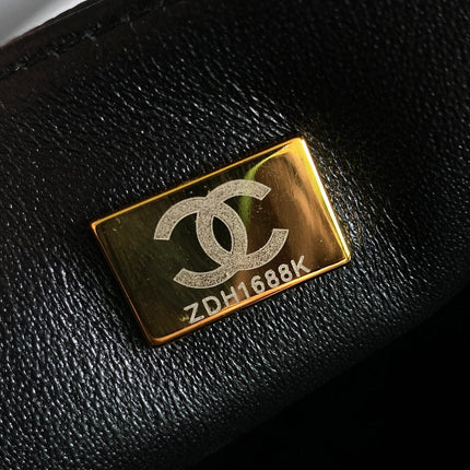 CHANEL 25S FLAP BAG 20 IN DEEP BLACK CAVIAR CALFSKIN WITH GOLD HARDWARE