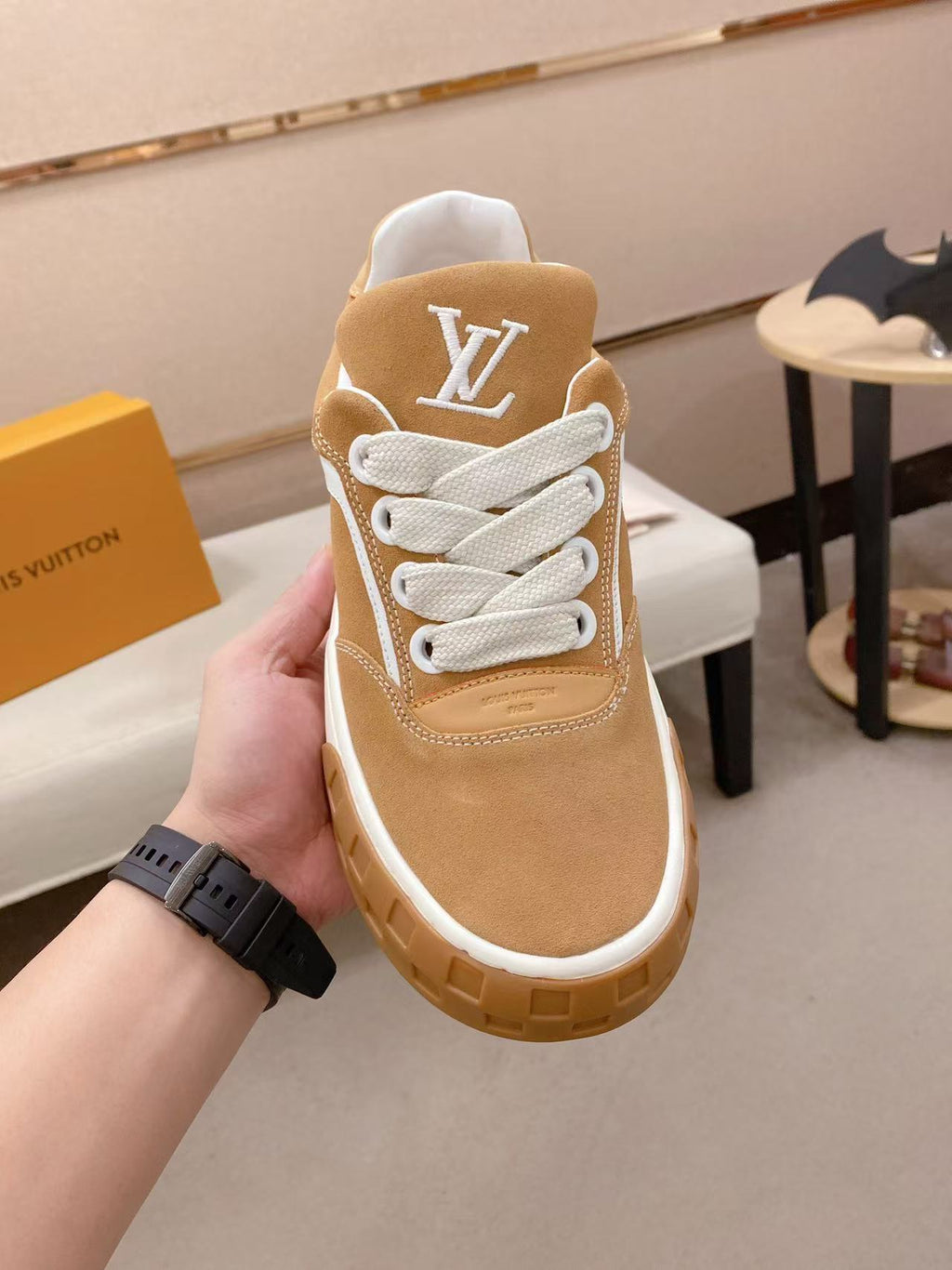LV TILTED SNEAKERS IN BROWN SUEDE