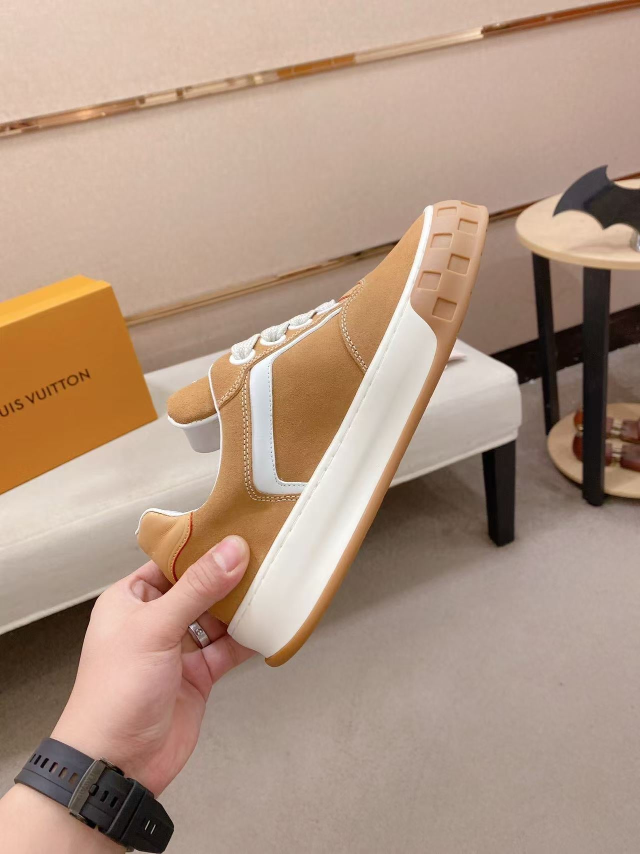 LV TILTED SNEAKERS IN BROWN SUEDE