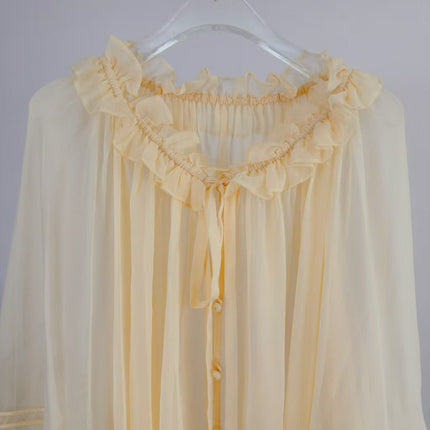 CHLOE TWO-PIECE SET OF RUFFLE-NECK BLOUSE AND CAMISOLE TOP
