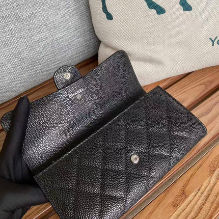 CHANEL CLASSIC FLAP LONG WALLET 19 IN BLACK CALFSKIN