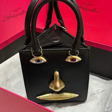 SCHIAPARELLI ANATOMY JEWELRY BAG 20 IN BLACK CALFSKIN