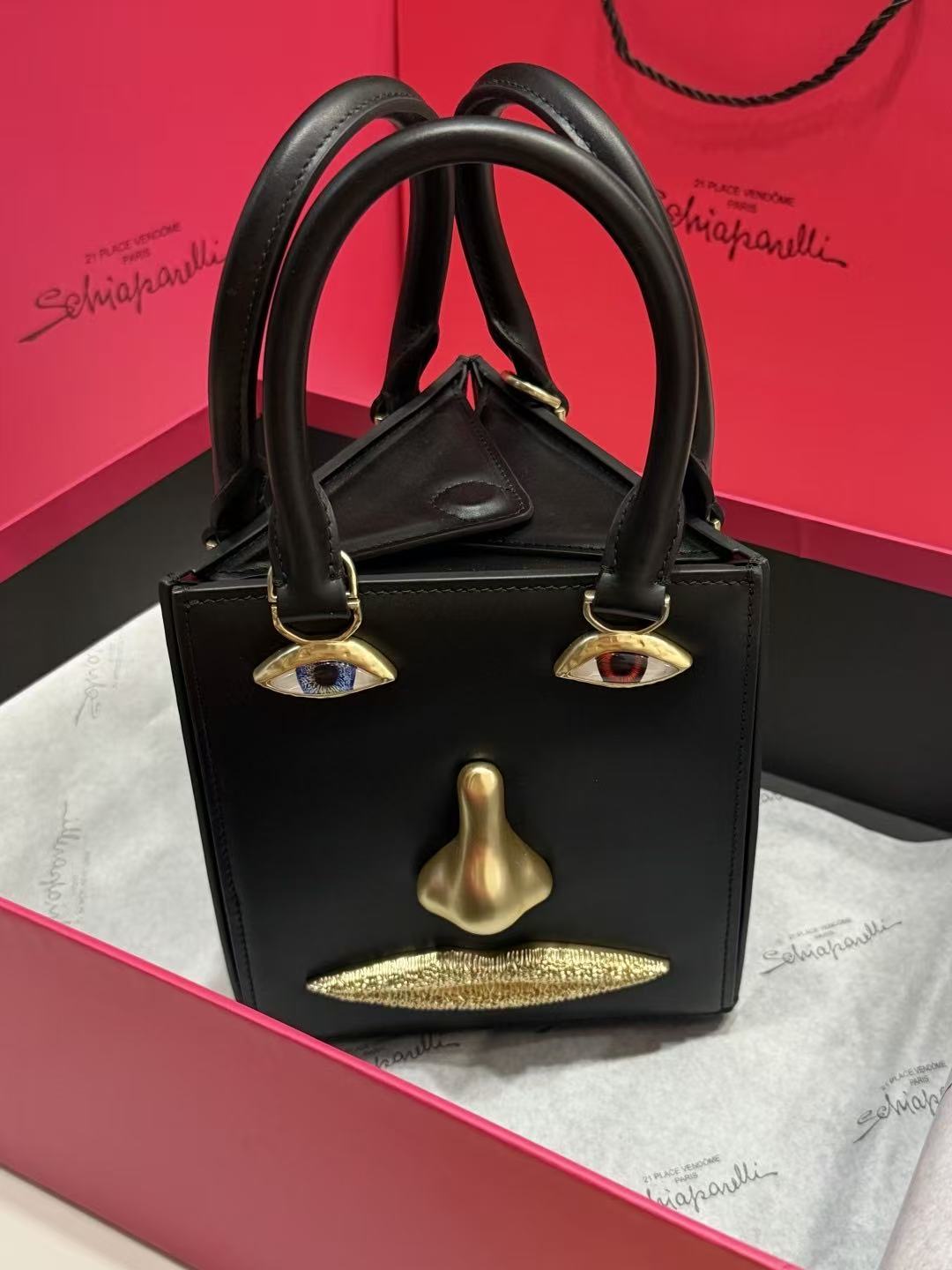 SCHIAPARELLI ANATOMY JEWELRY BAG 20 IN BLACK CALFSKIN