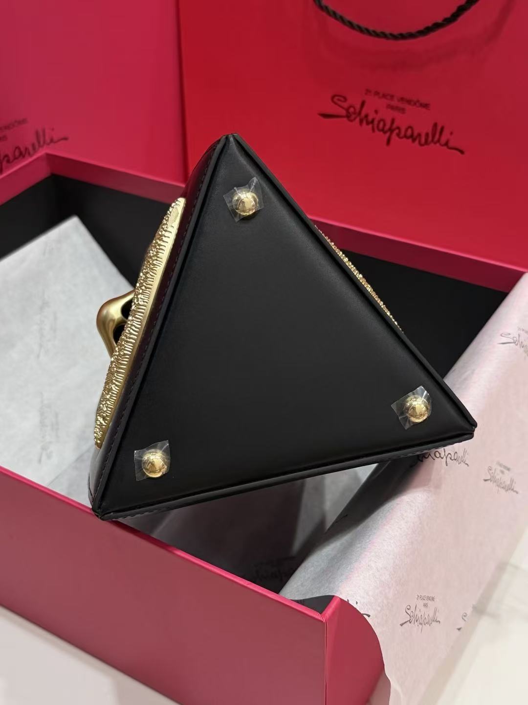 SCHIAPARELLI ANATOMY JEWELRY BAG 20 IN BLACK CALFSKIN