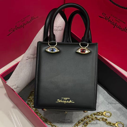 SCHIAPARELLI ANATOMY JEWELRY BAG 20 IN BLACK CALFSKIN