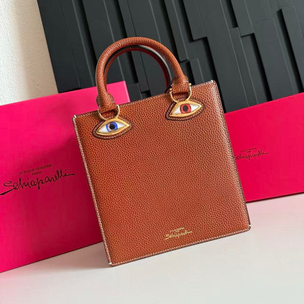 SCHIAPARELLI ANATOMY JEWELRY BAG 20 IN BROWN CALFSKIN