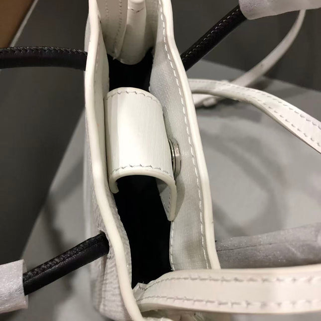BALENCIAGA SHOPPING PHONE HOLDER 26S IN WHITE CAFLSKIN LEATHER