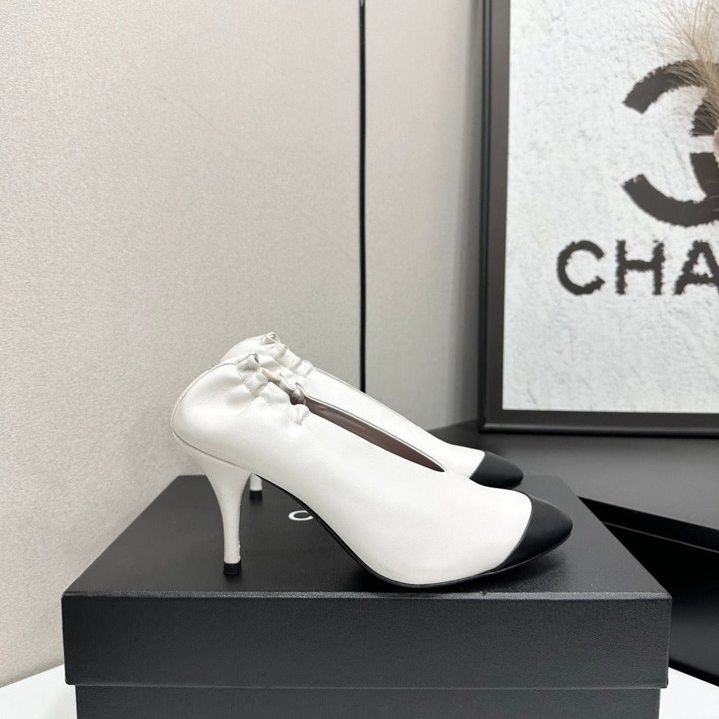 26S COLOR-BLOCK HIGH HEELS 85 MM IN WHITE LAMBSKIN