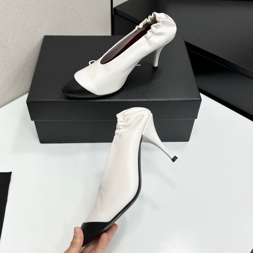 26S COLOR-BLOCK HIGH HEELS 85 MM IN WHITE LAMBSKIN