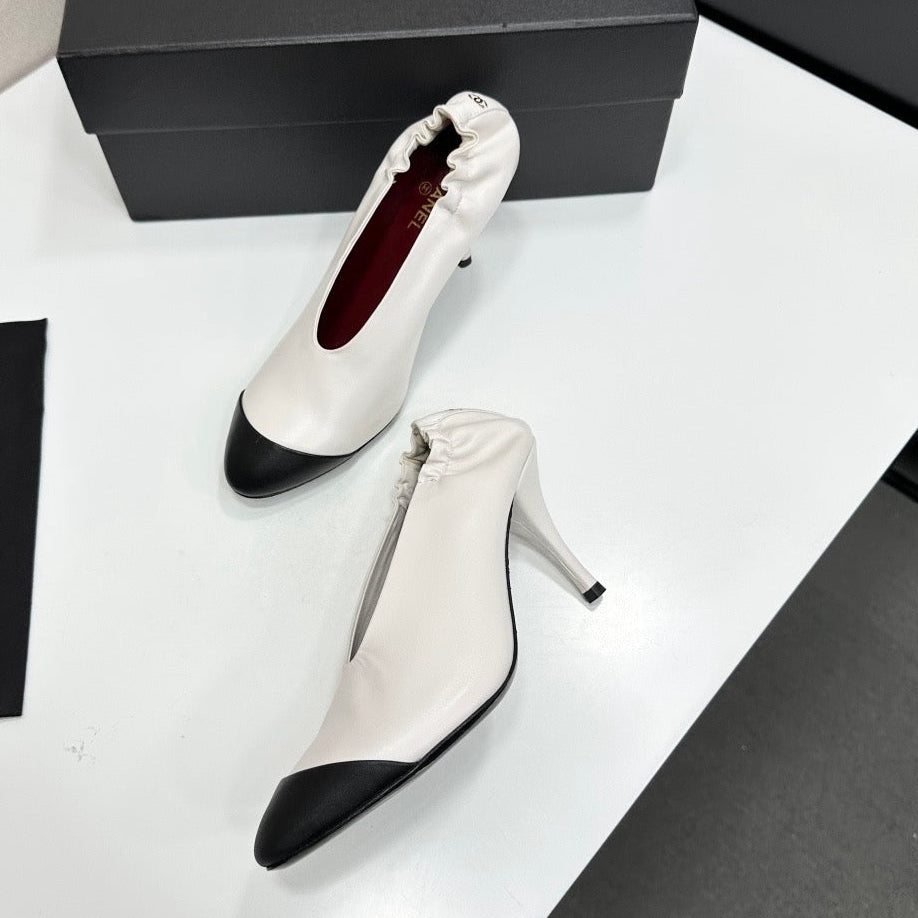 26S COLOR-BLOCK HIGH HEELS 85 MM IN WHITE LAMBSKIN