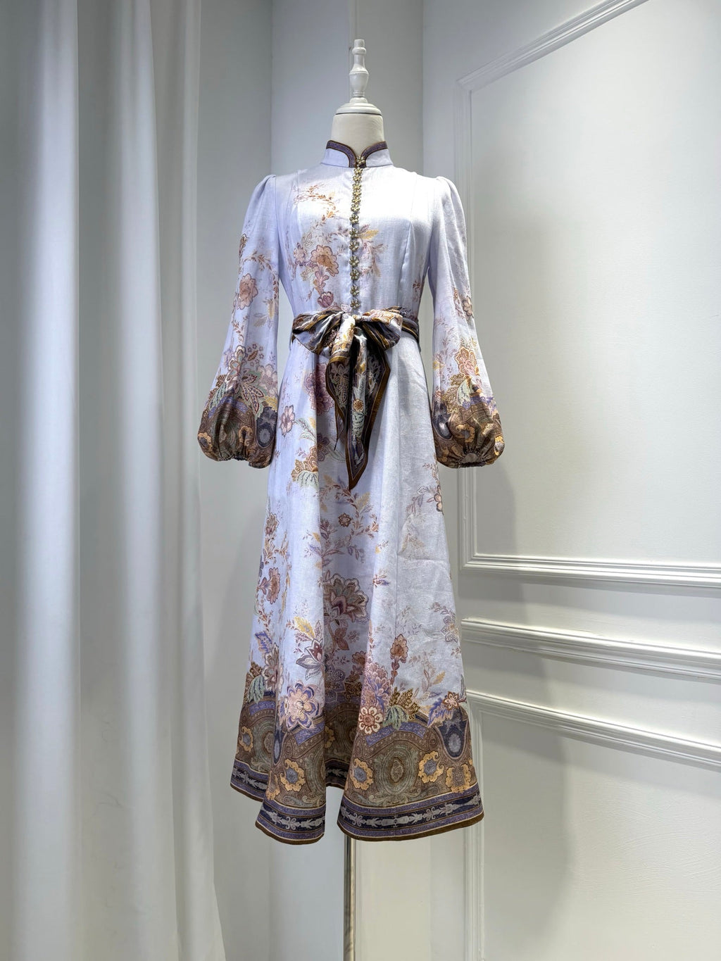 ZIMMERMANN 26S FLORAL RUFFLE SLEEVE MIDI DRESS STYLE 3626