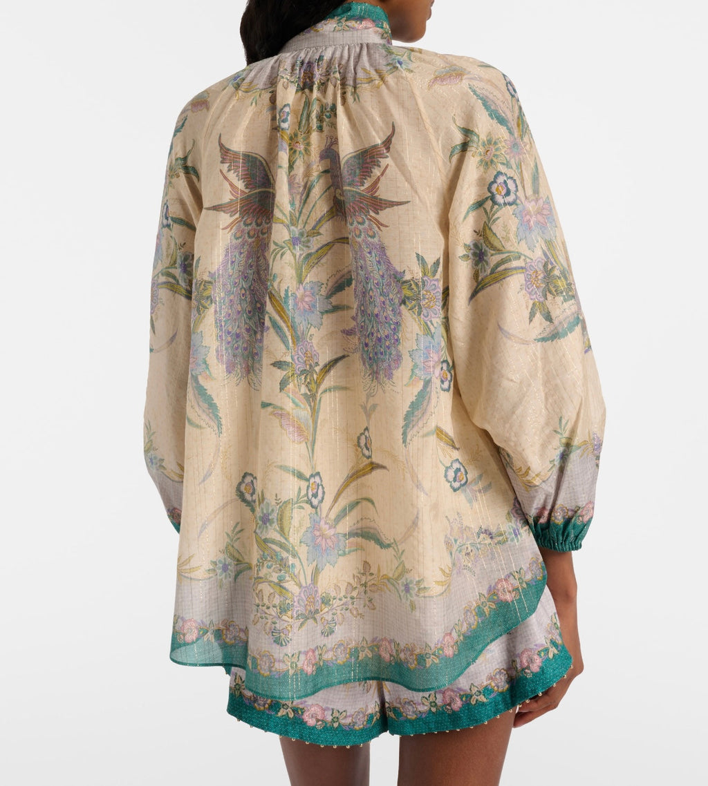 ZIMMERMANN 26 INDRA PRINTED SHIRT AND SHORTS SET STYLE 9626