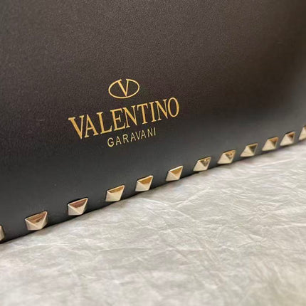 VALENTINO 26S GARAVANI ROCKSTUD TOTE GOLD TONE IN BLACK