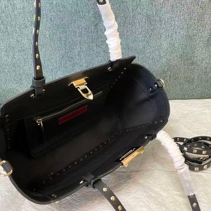VALENTINO 26S GARAVANI ROCKSTUD TOTE GOLD TONE IN BLACK