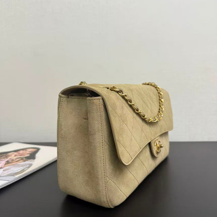 CHANEL 26 CLASSIC FLAP IN BEIGE SUEDE 30726
