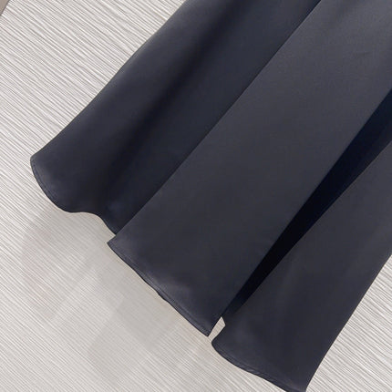DIOR 26S SLEEVELESS FLARED DRESS WITH SCARF DETAIL IN BLACK SATIN