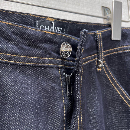 CHANEL 26S WIDE-LEG CARGO JEANS IN DARK BLUE DENIM