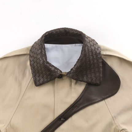 BOTTEGA VENETA 26S COLLAR JACKET IN BEIGE LEATHER