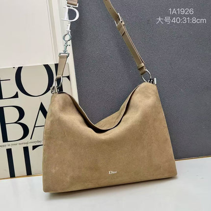 DIOR 26S HOBO BAG 40 IN DARK BEIGE SUEDE