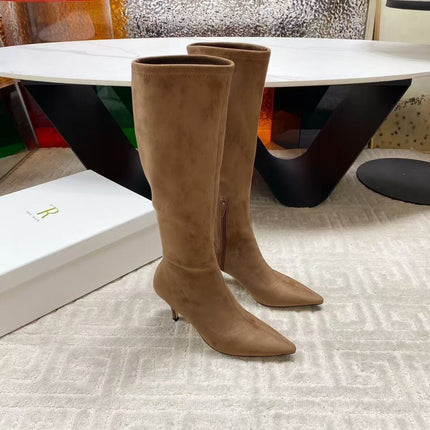 THE ROW HIGH BOOTS 85MM IN BROWN SUEDE