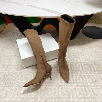 THE ROW HIGH BOOTS 85MM IN BROWN SUEDE